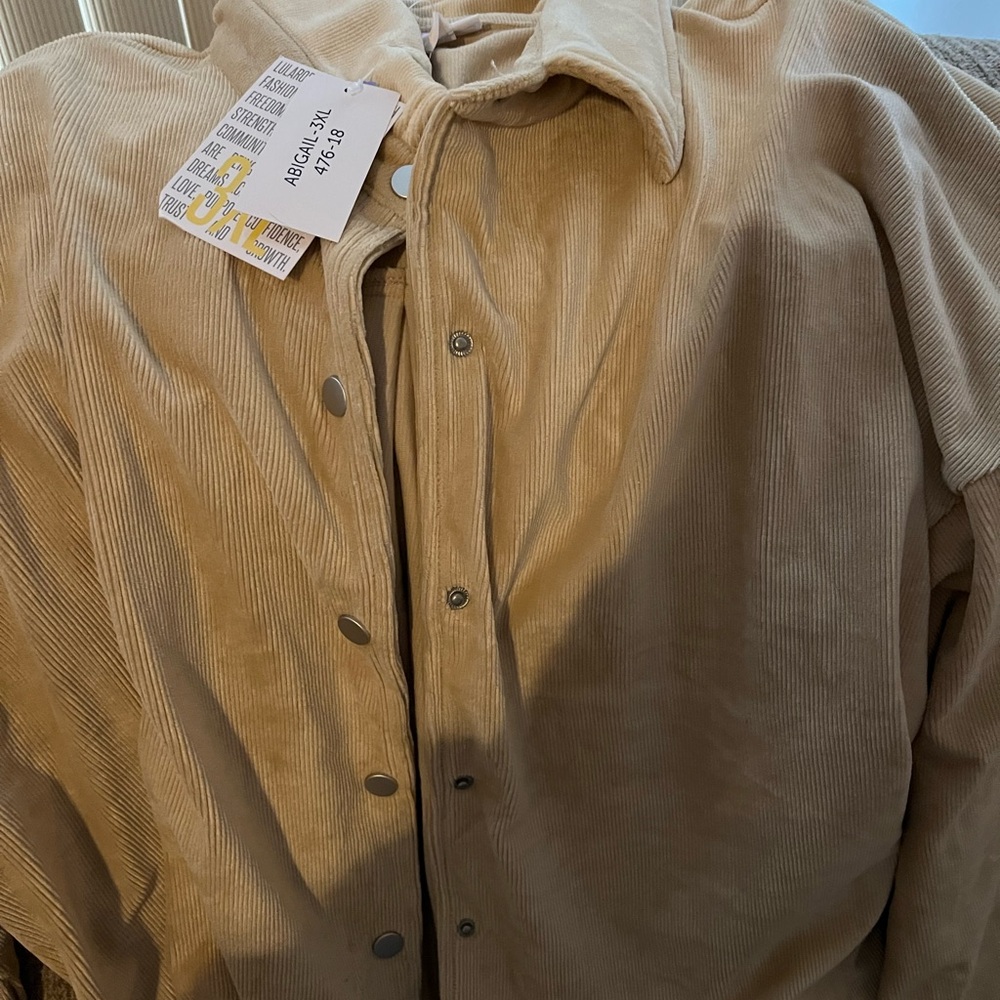 LuLaRoe Tan Button Down soft cordoroy Shirt